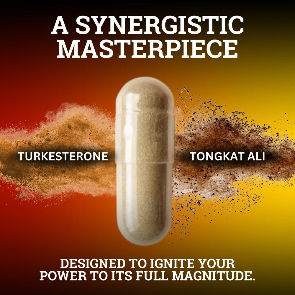 Black Forest Turkesterone Tongkat Ali energy imagery suggesting vitality.