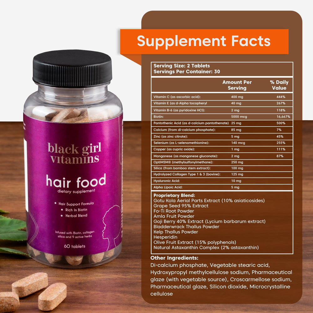 Black Girl Vitamins Biotin capsules for daily support of keratin and elasticity