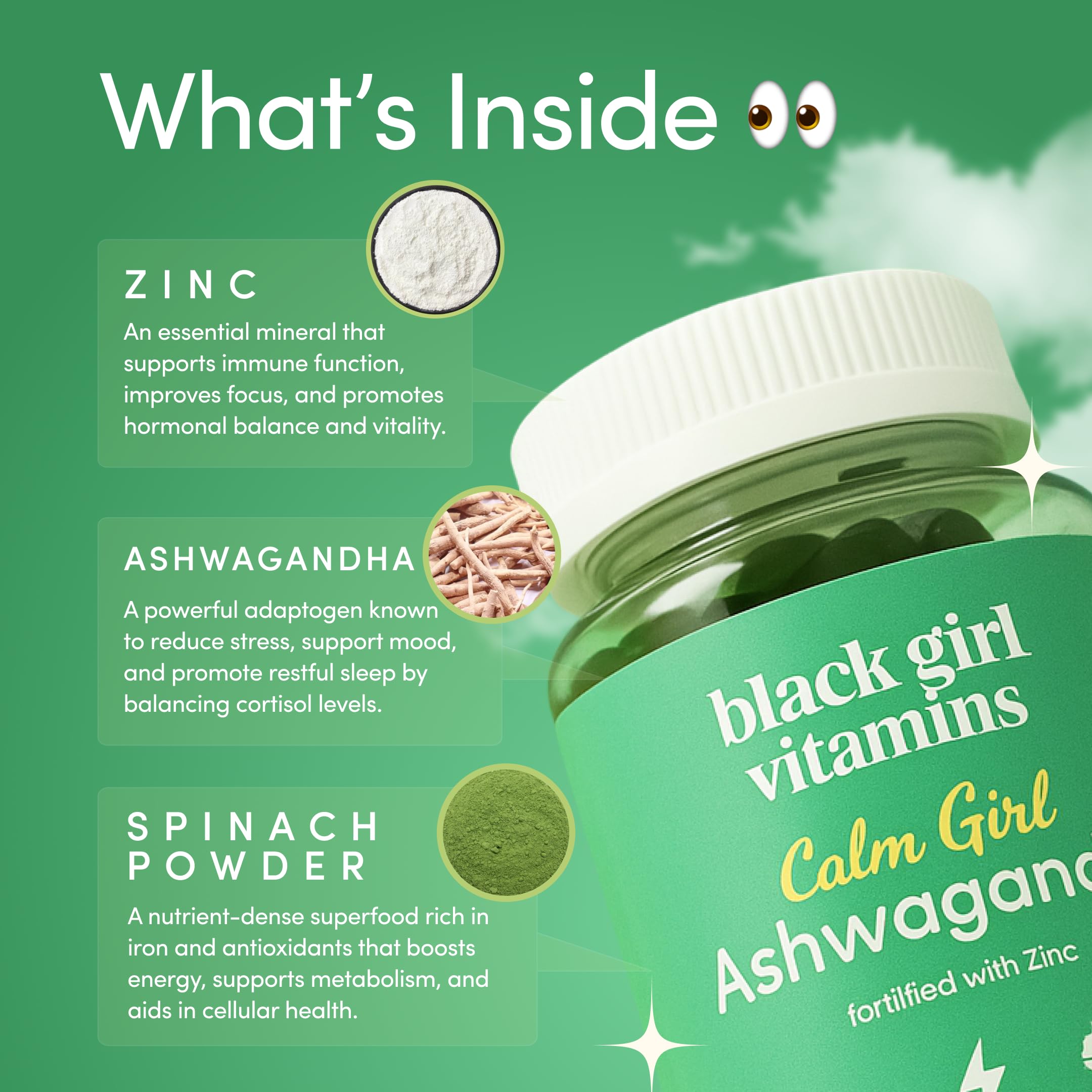 Black Girl Vitamins Calm Girl packaging highlights vegan formula and cherry flavor