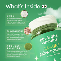 Black Girl Vitamins Calm Girl packaging highlights vegan formula and cherry flavor