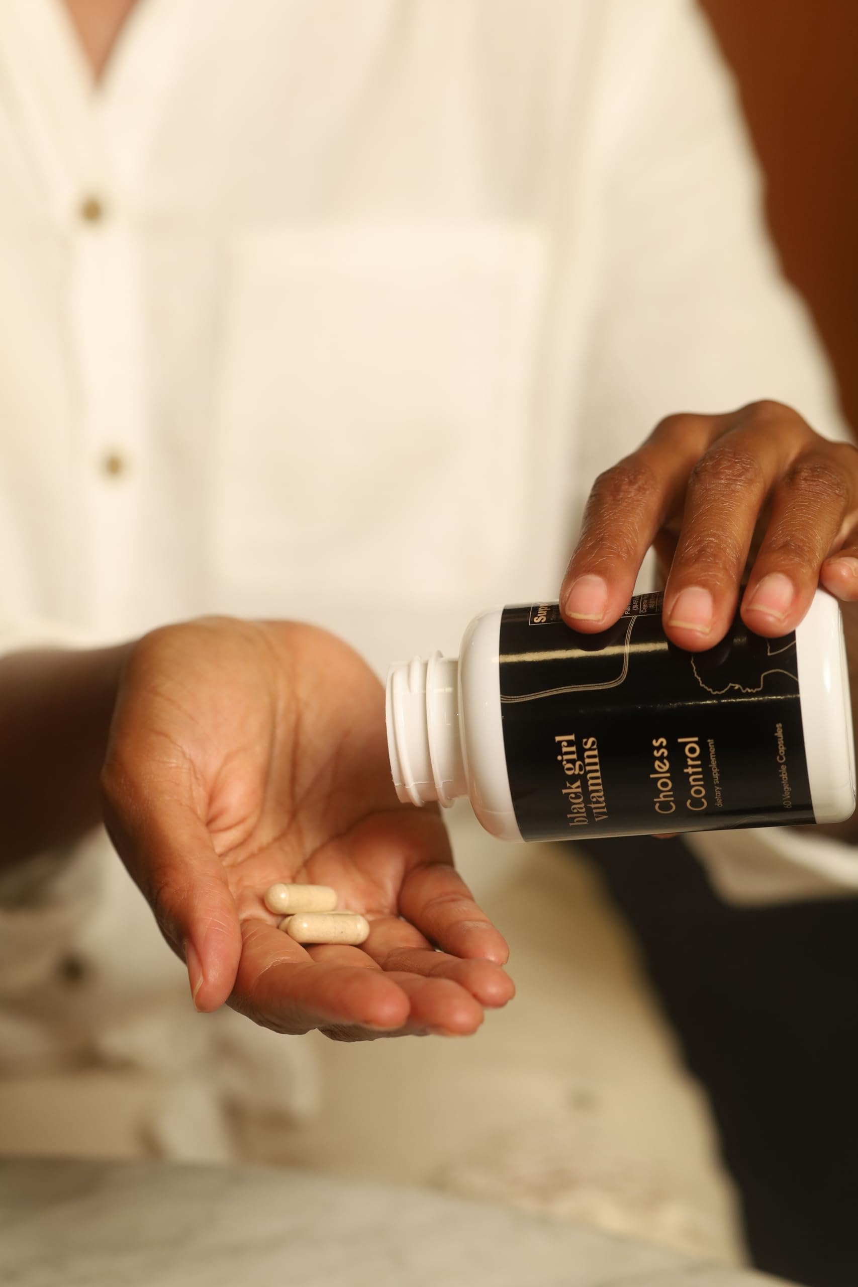 Choless packaging emphasizing vegan, non-GMO quality in CGMP facilities