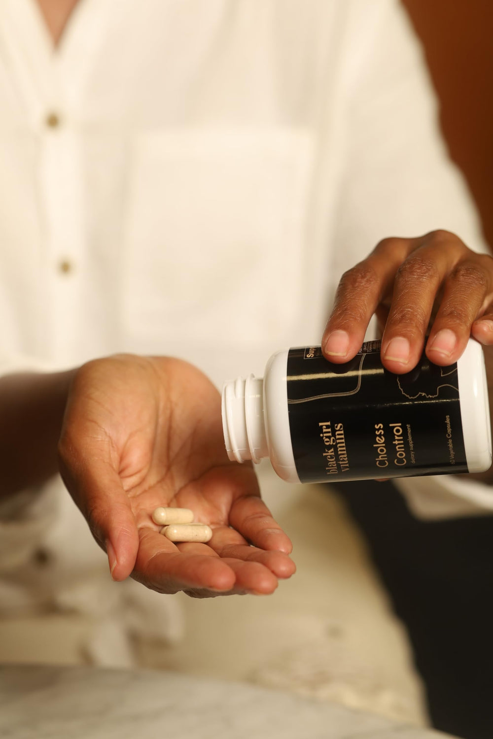 Choless packaging emphasizing vegan, non-GMO quality in CGMP facilities
