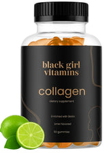 Black Girl Vitamins collagen gummies lime bottle; convenient daily beauty support