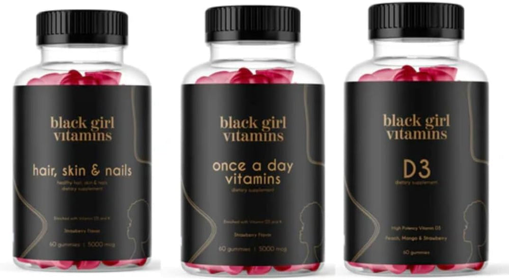 Black Girl Vitamins Look Good Feel Good Bundle hair-skin-nails gummies bottle for daily beauty support.
