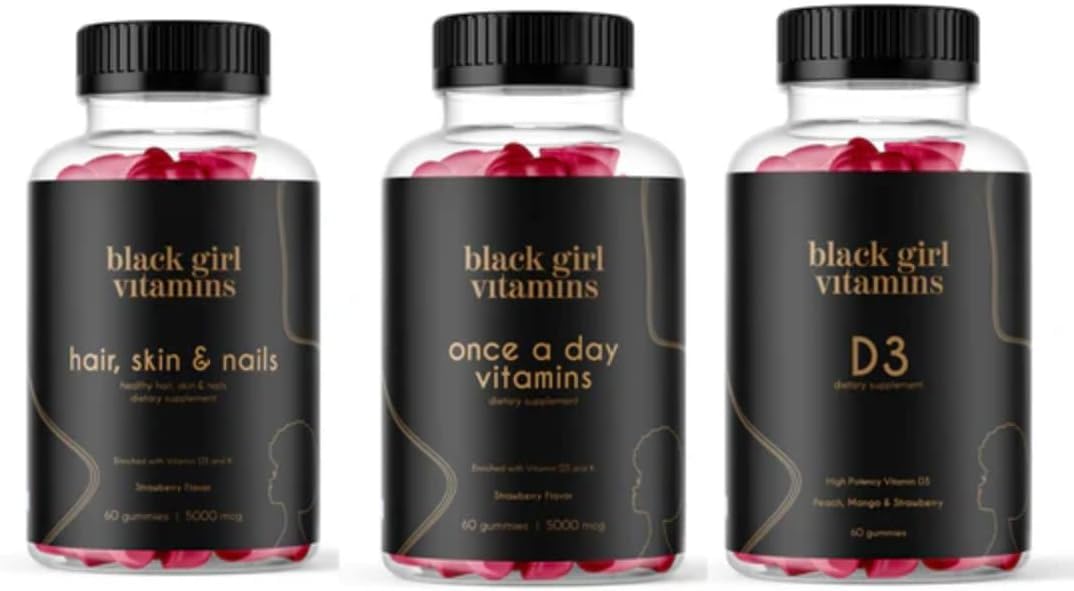 Black Girl Vitamins Look Good Feel Good Bundle hair-skin-nails gummies bottle for daily beauty support.