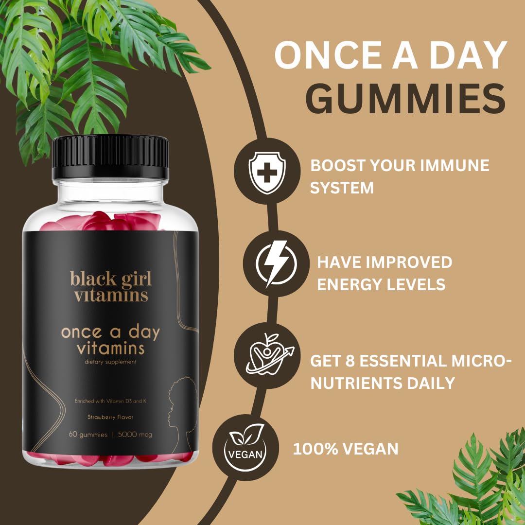Black Girl Vitamins Once a Day nutrition panel with vitamins A to zinc
