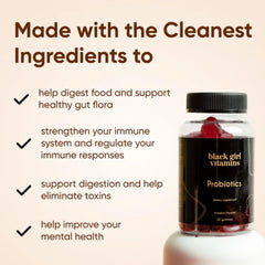 Gluten-free label on Black Girl Vitamins Probiotic Gummies packaging