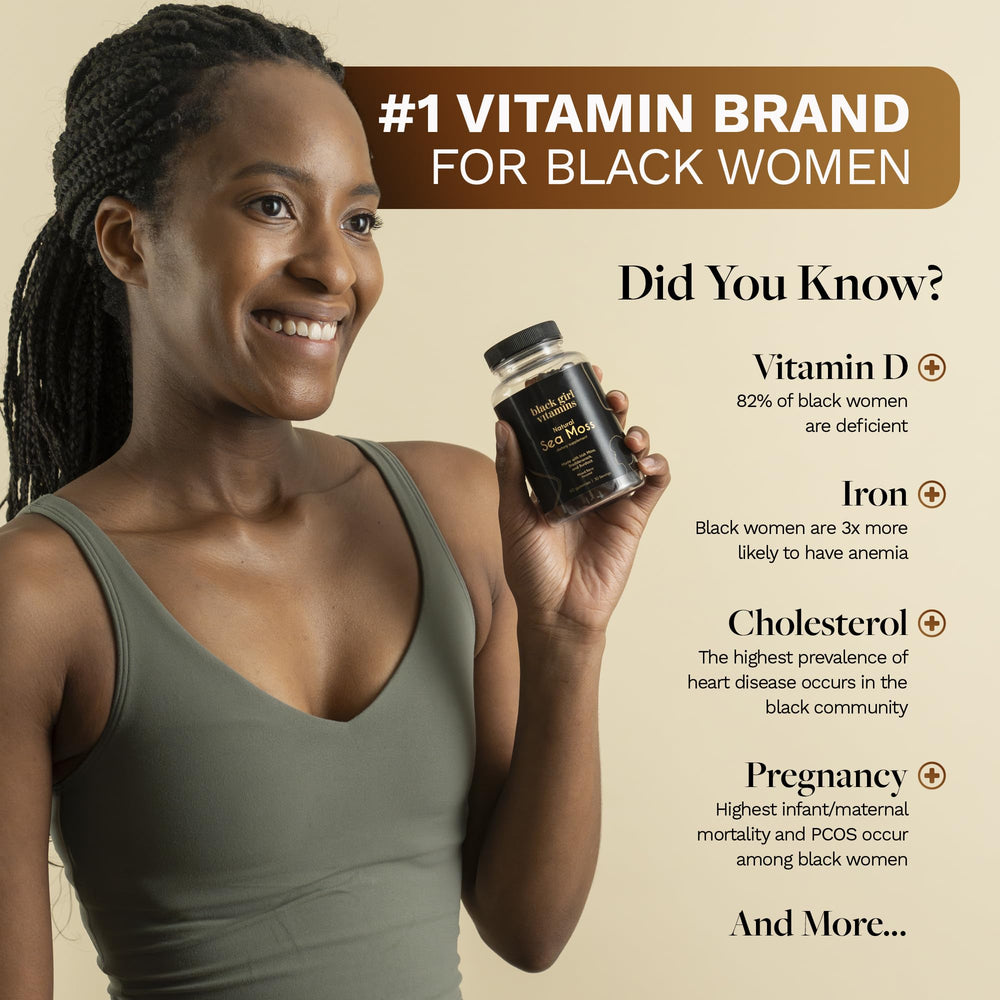 Ingredients and nutrition panel for Black Girl Vitamins Sea Moss.