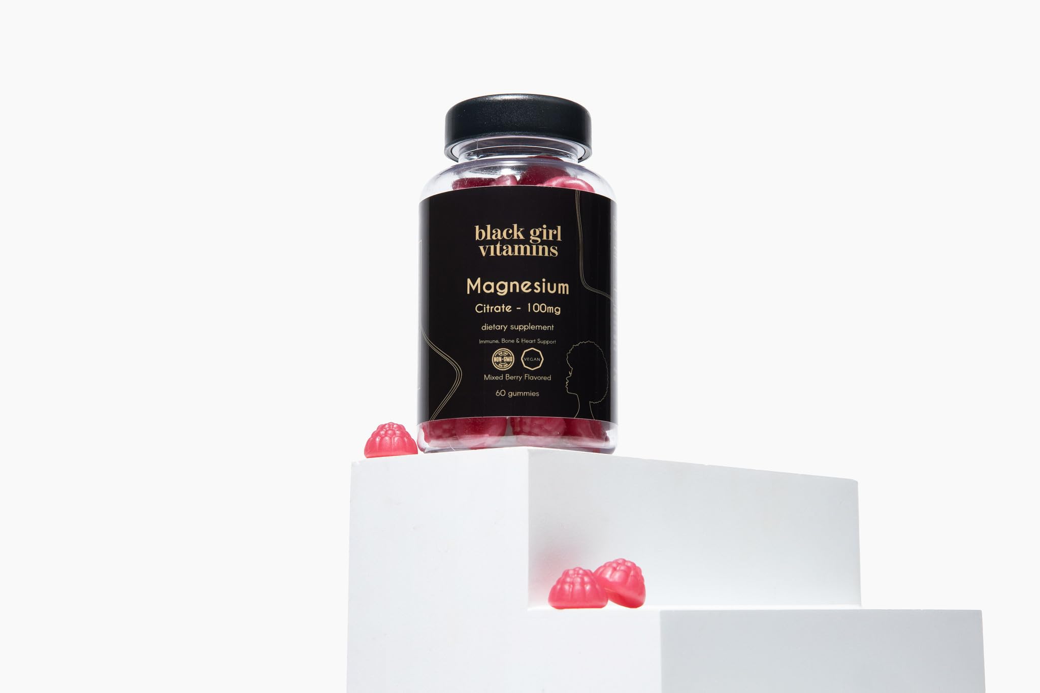 Black Girl Vitamins vegan gluten-free gummies in bright bottle