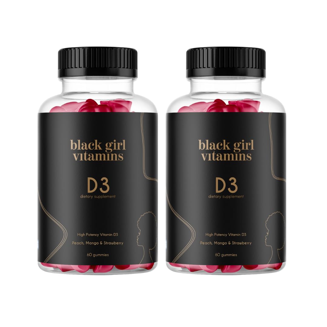 Black Girl Vitamins Vitamin D3 Gummies bottle showing 2000 IU immune support formula.