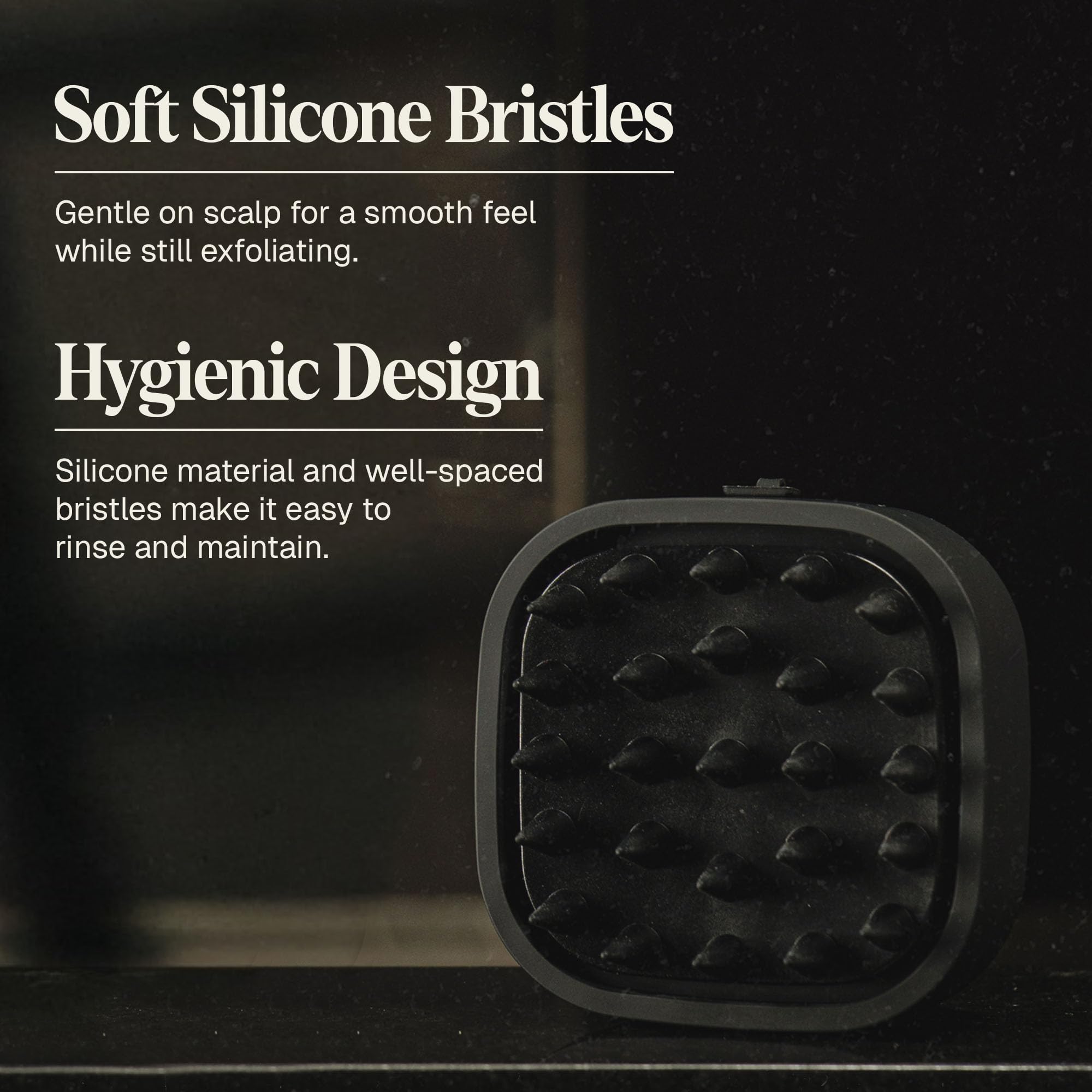 Ergonomic grip of Black Wolf Scalp Scrubber for steady handling