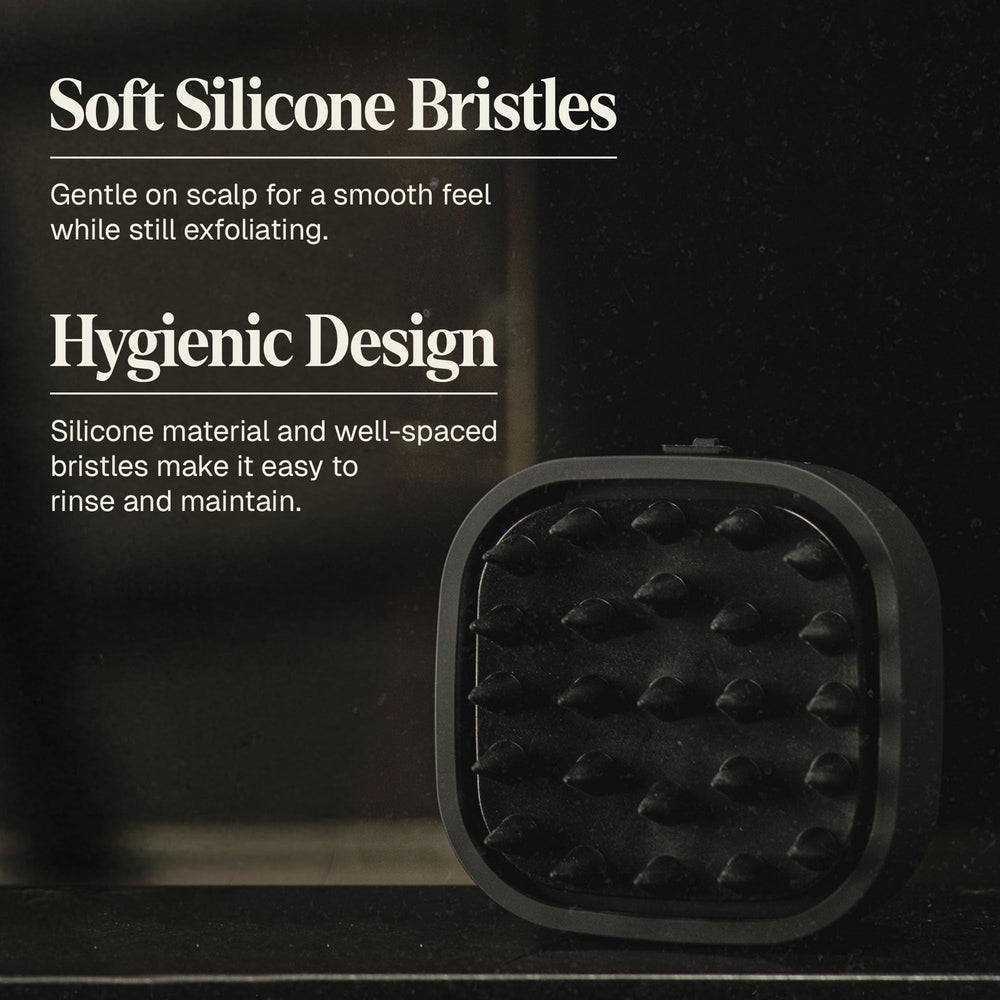 Ergonomic grip of Black Wolf Scalp Scrubber for steady handling