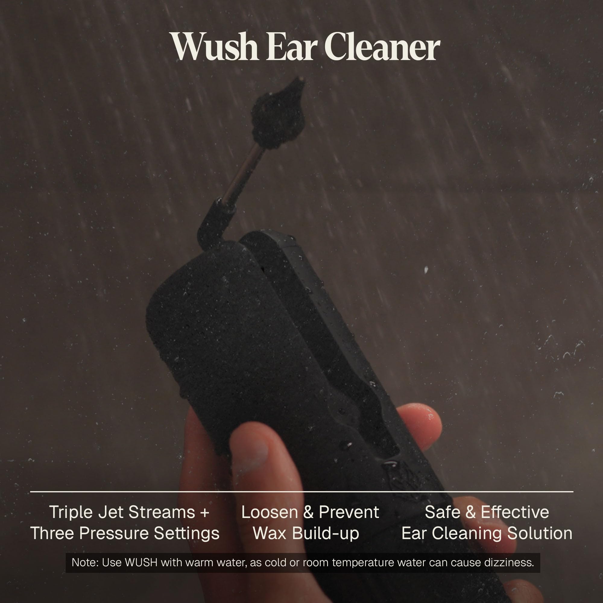 Black Wolf Wush Pro water basin used for secure ear irrigation.