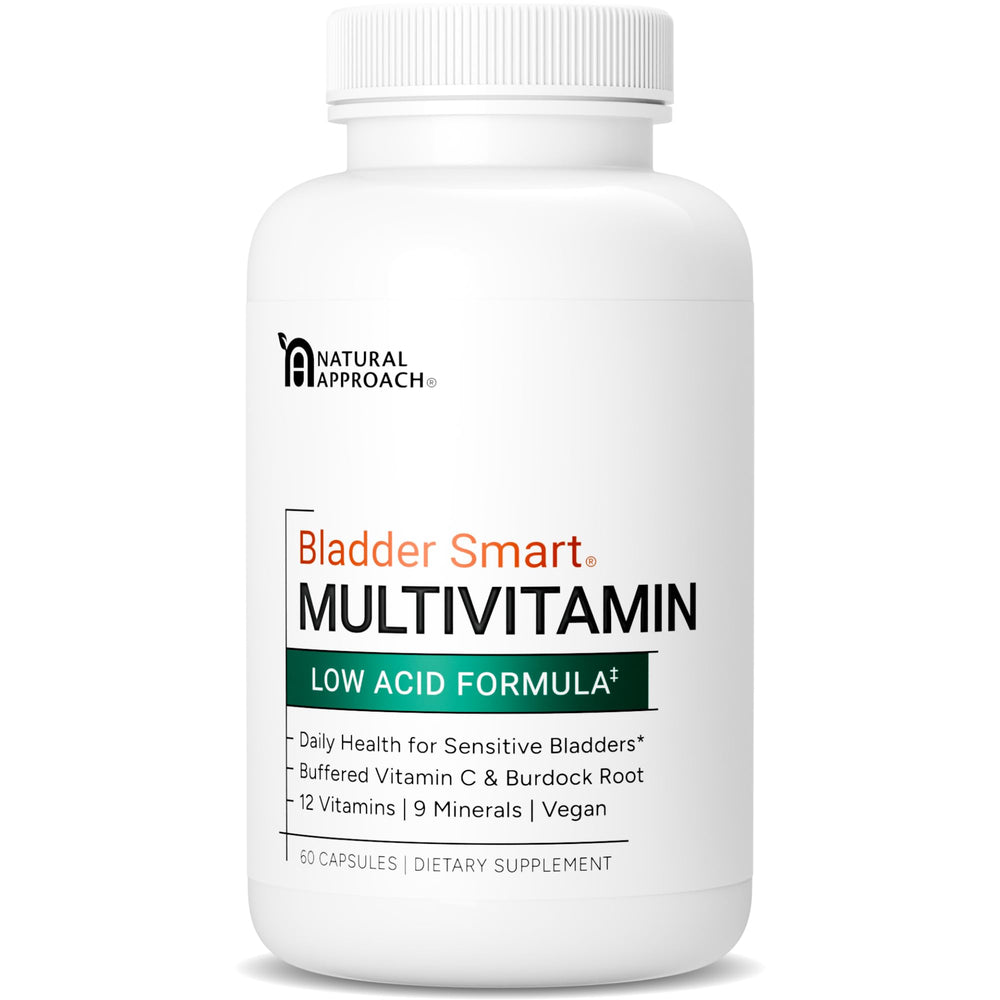 BLADDER SMART bottle front view shows easy-to-swallow capsules for sensitive bladders.