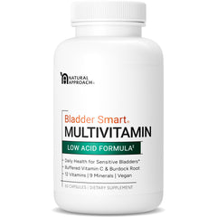 BLADDER SMART bottle front view shows easy-to-swallow capsules for sensitive bladders.