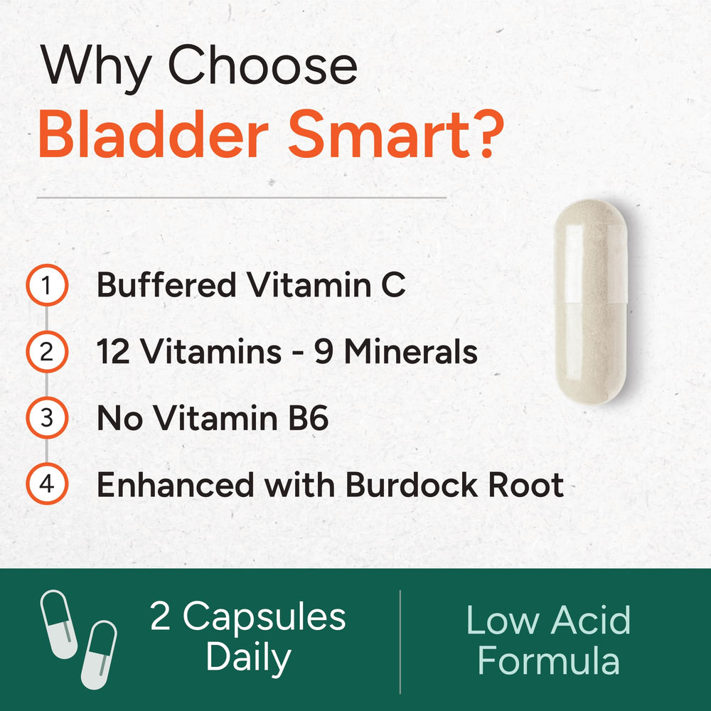 BLADDER SMART burdock-root illustration highlights traditional wellness support.