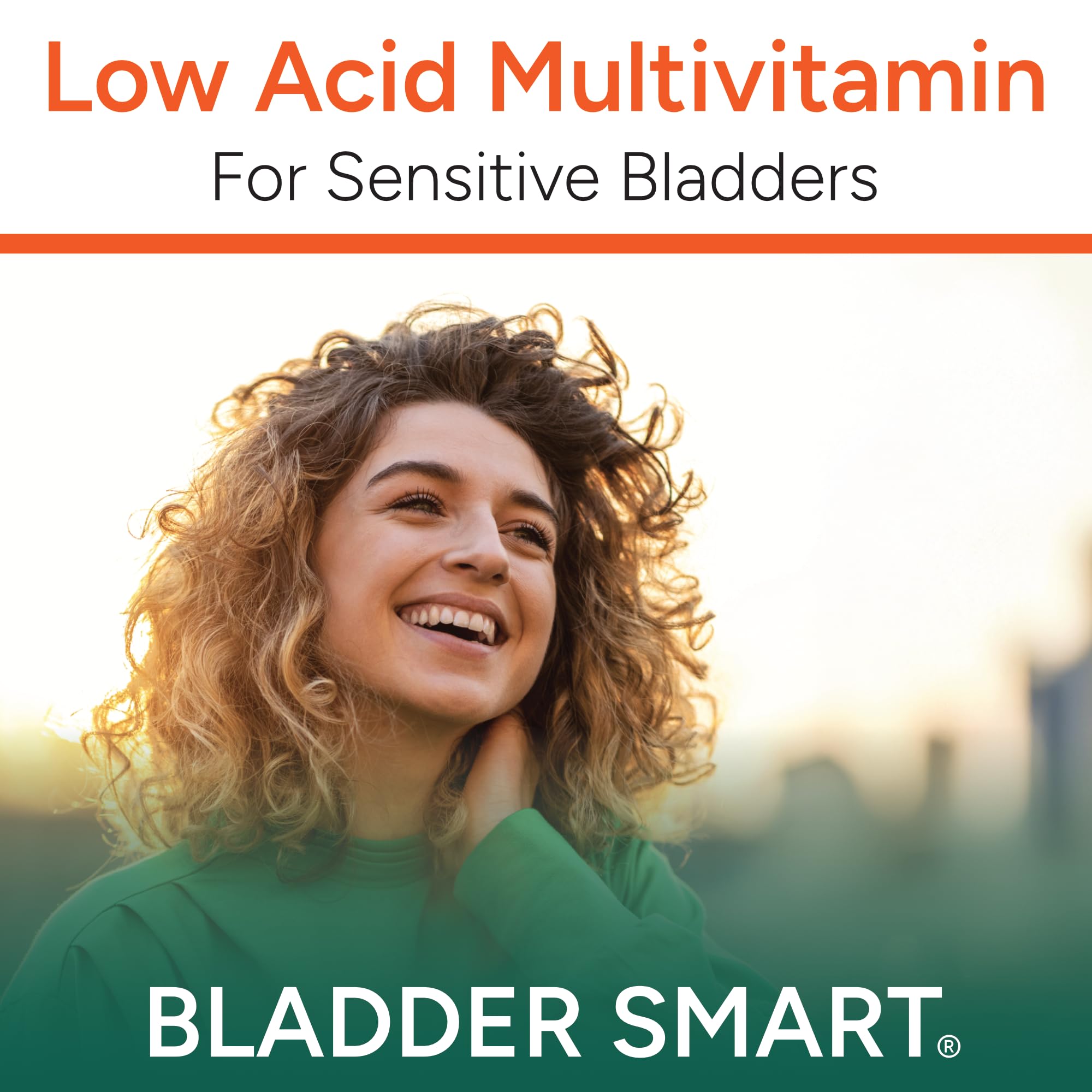 BLADDER SMART daily-use tablets illustrate a low-acid formula designed for bladder comfort.