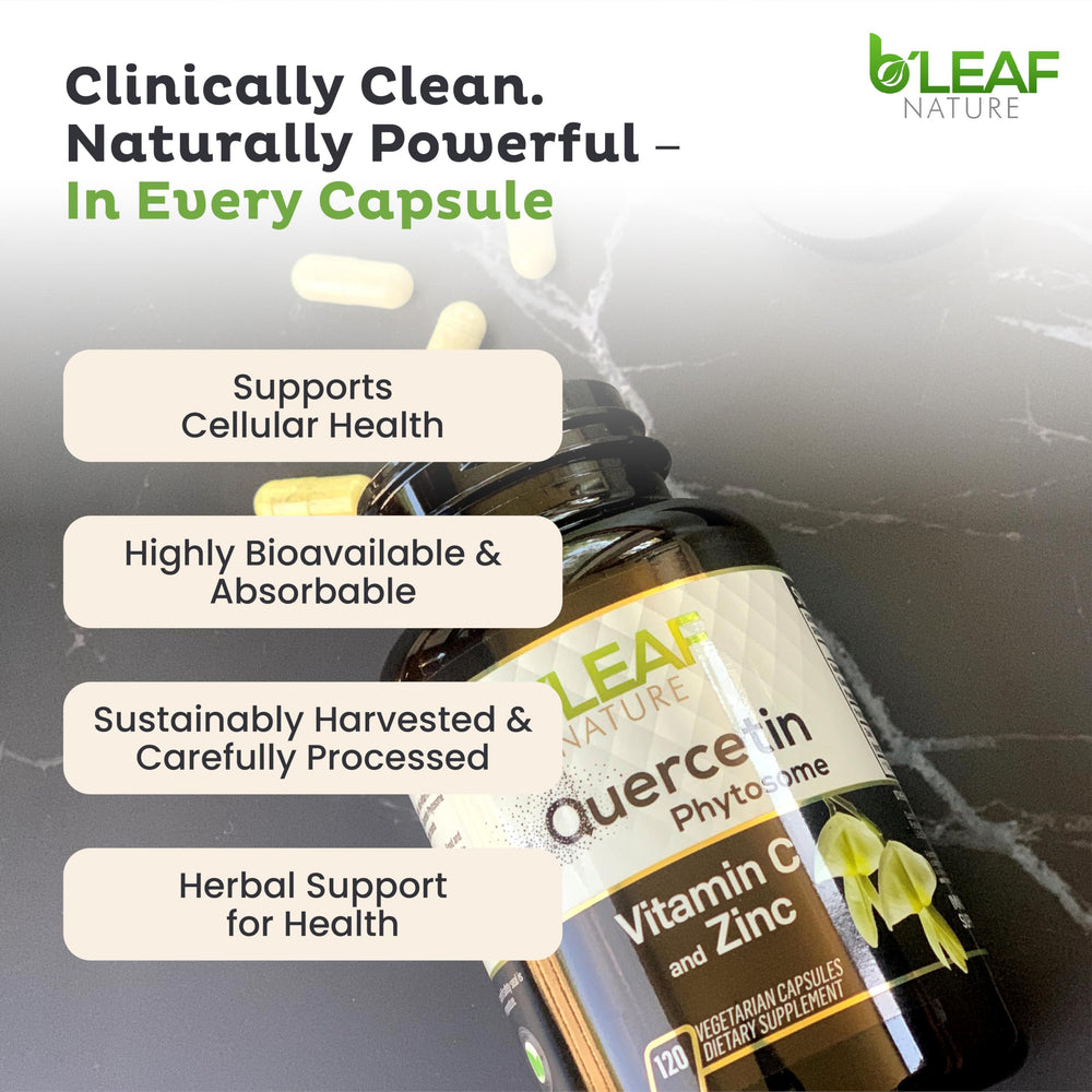 Open bottle revealing Quercetin Phytosome capsules for daily use