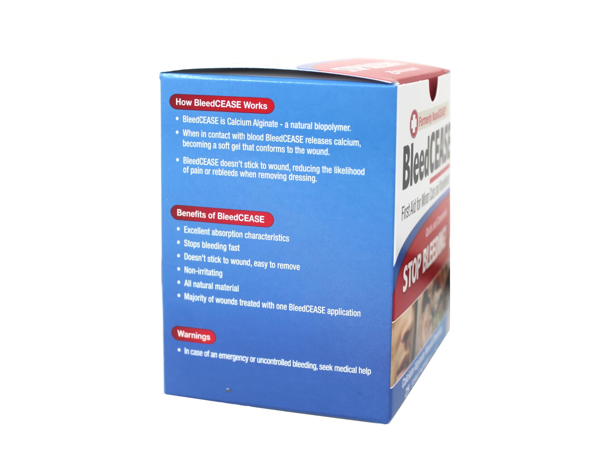 BleedCEASE calcium alginate ingredient close-up highlighting natural origin.