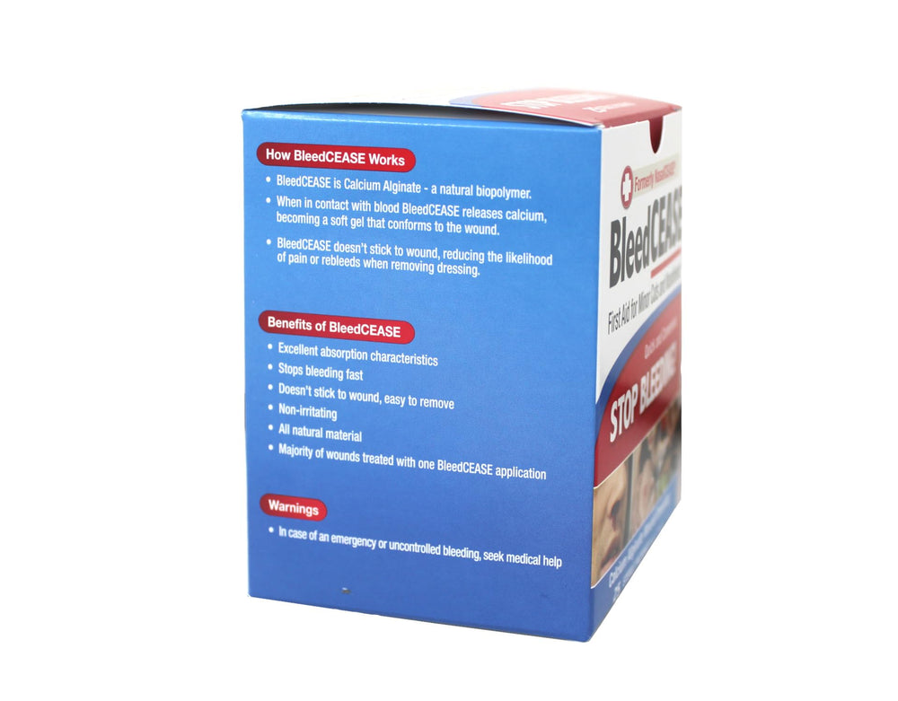BleedCEASE calcium alginate ingredient close-up highlighting natural origin.