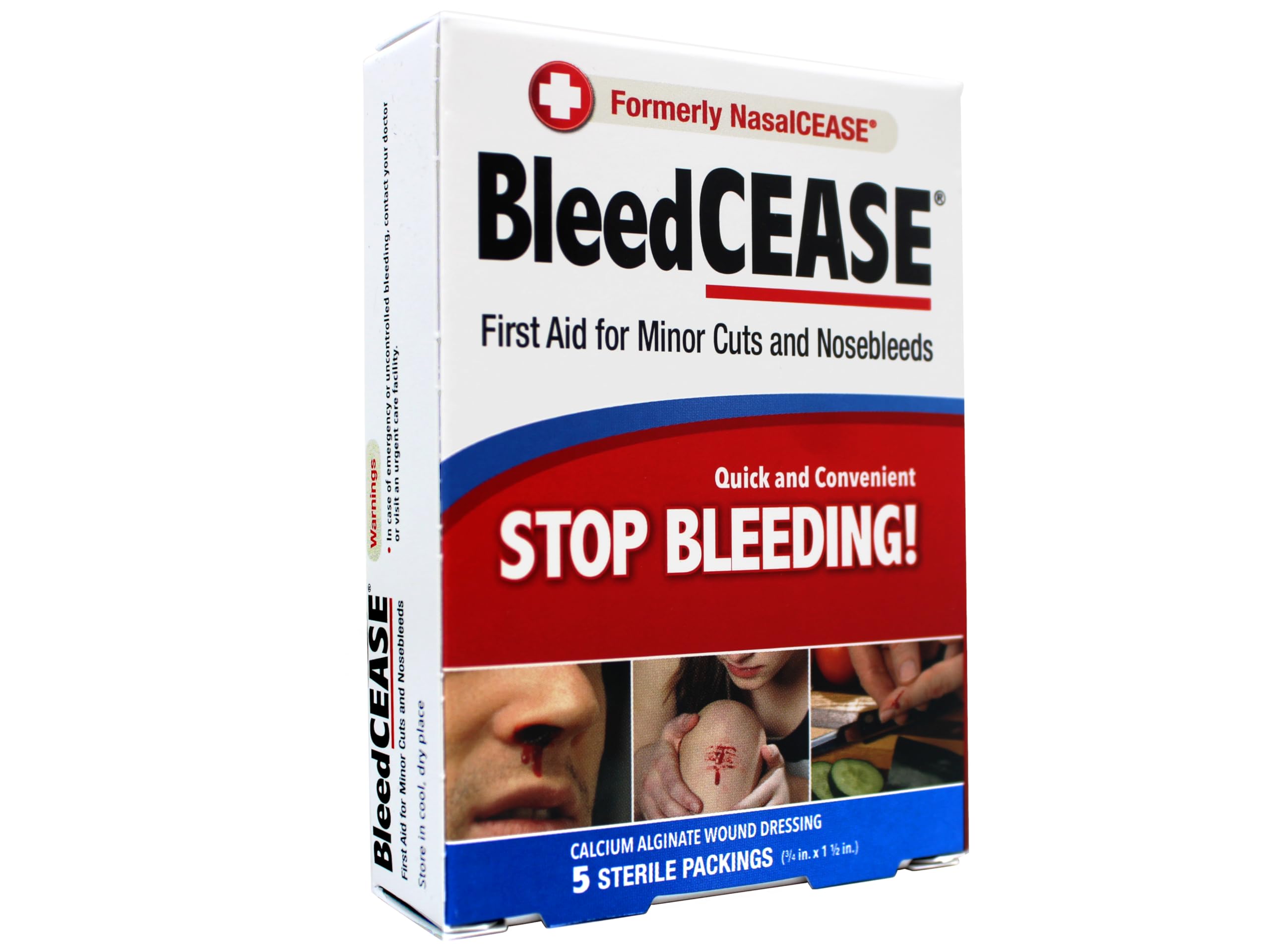 BleedCEASE nosebleed insert ready for nasal packing, minimizing discomfort.