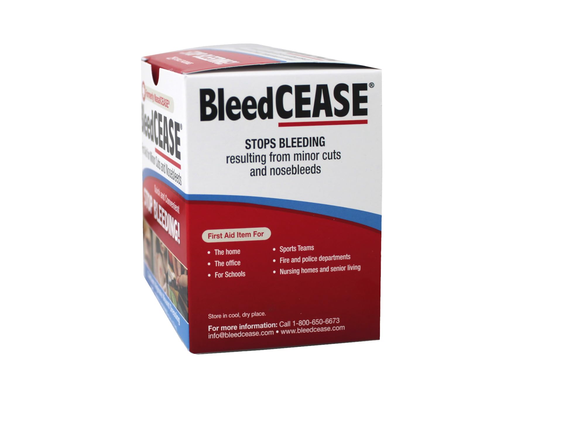 BleedCEASE sterile packaging emphasizes two-pack convenience.