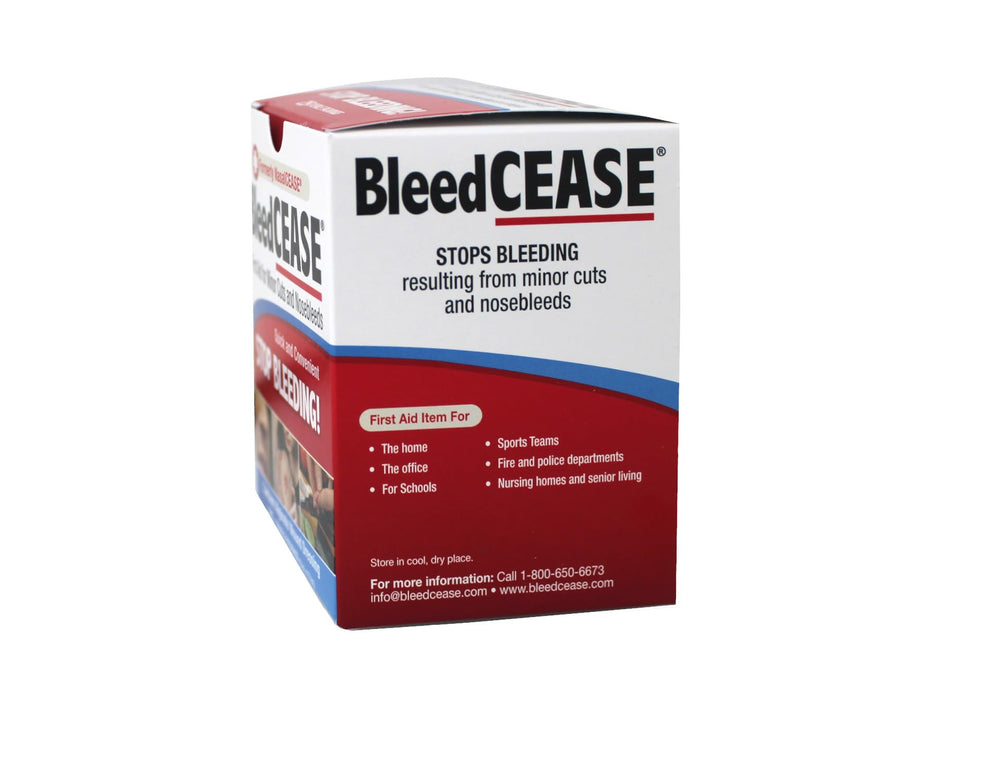 BleedCEASE sterile packaging emphasizes two-pack convenience.