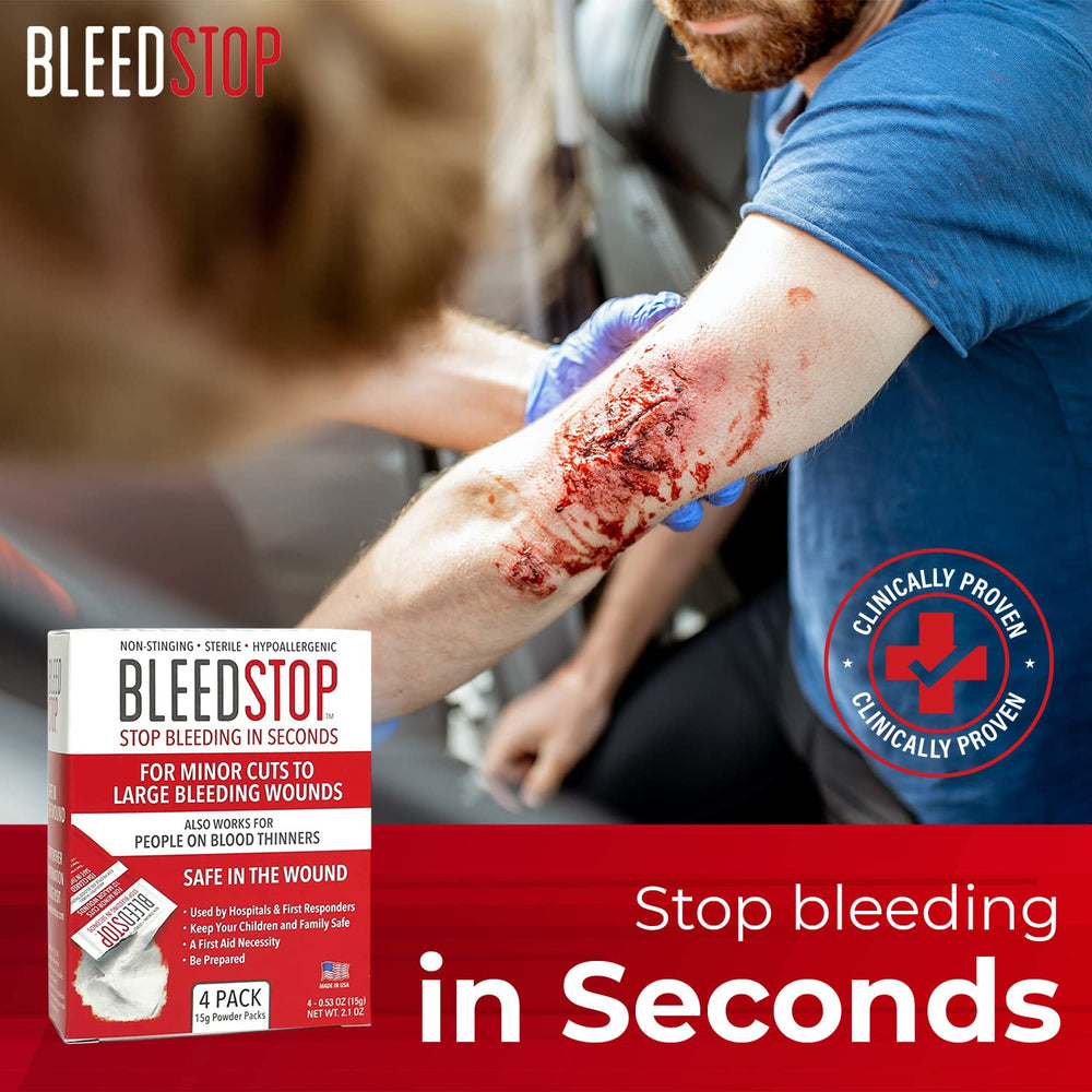 BleedStop kitchen cuts one-step powder for safe home first aid