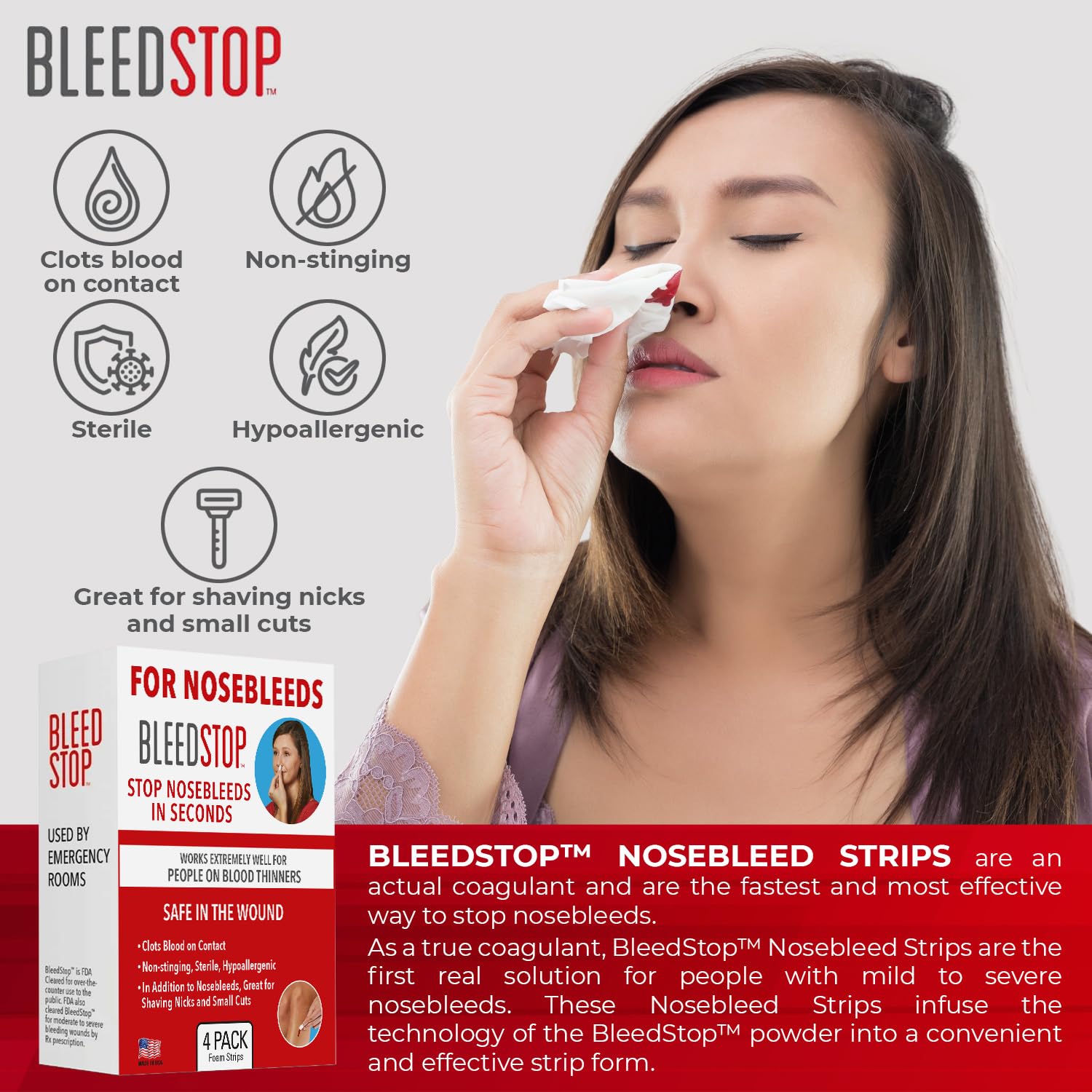 BleedStop powder strips support quick bleeding control in field emergencies.