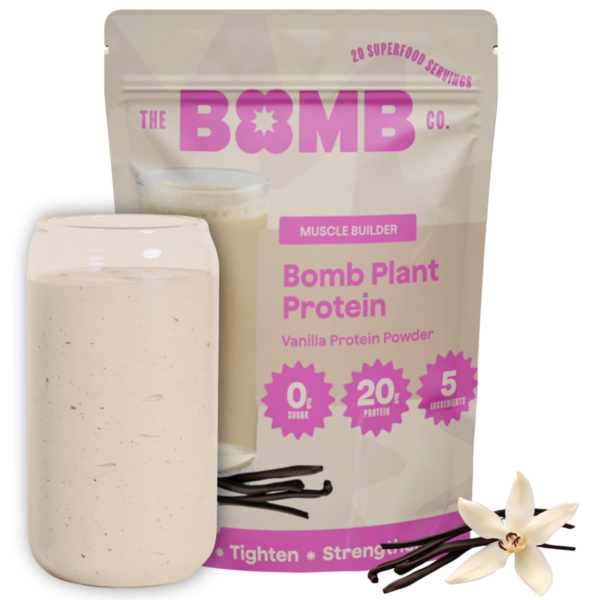 Blender Bombs Bomb Plant Protein vanilla powder ideal for smoothies and shakes