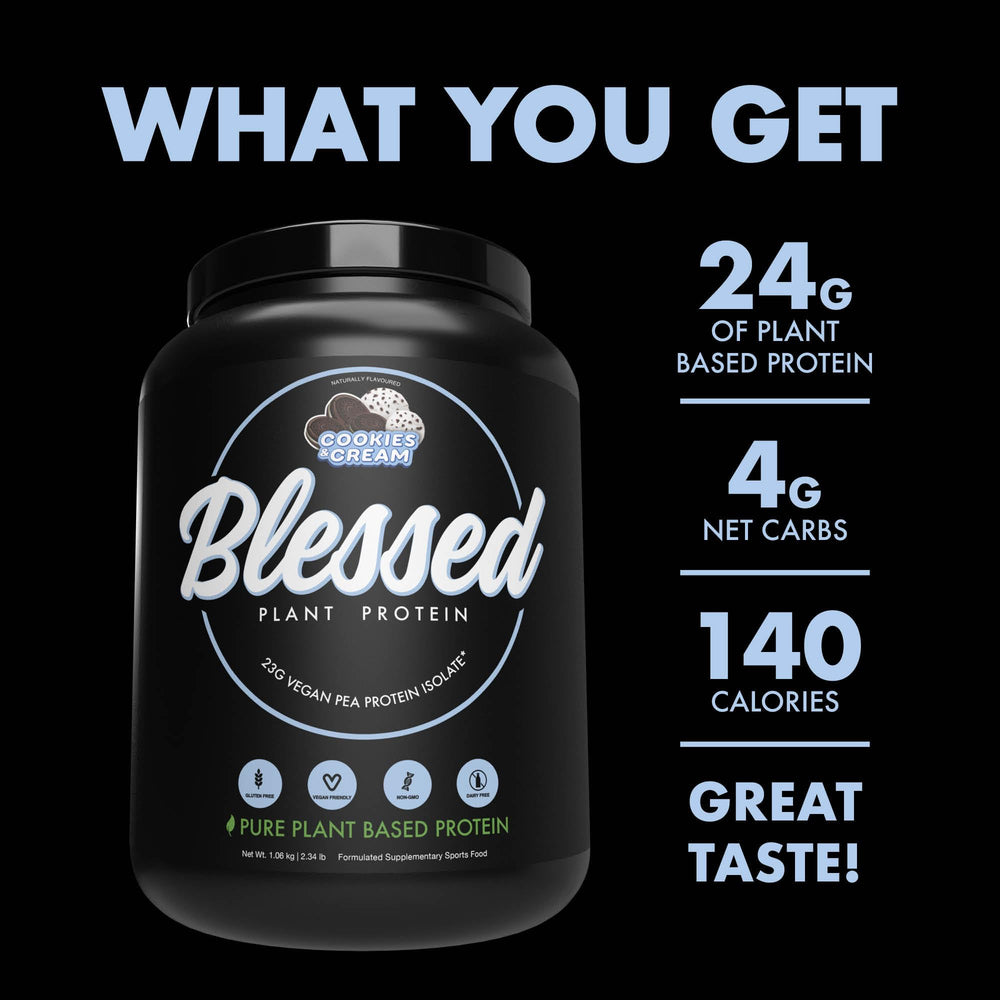 BLESSED vegan protein powder Cookies & Cream smoothie