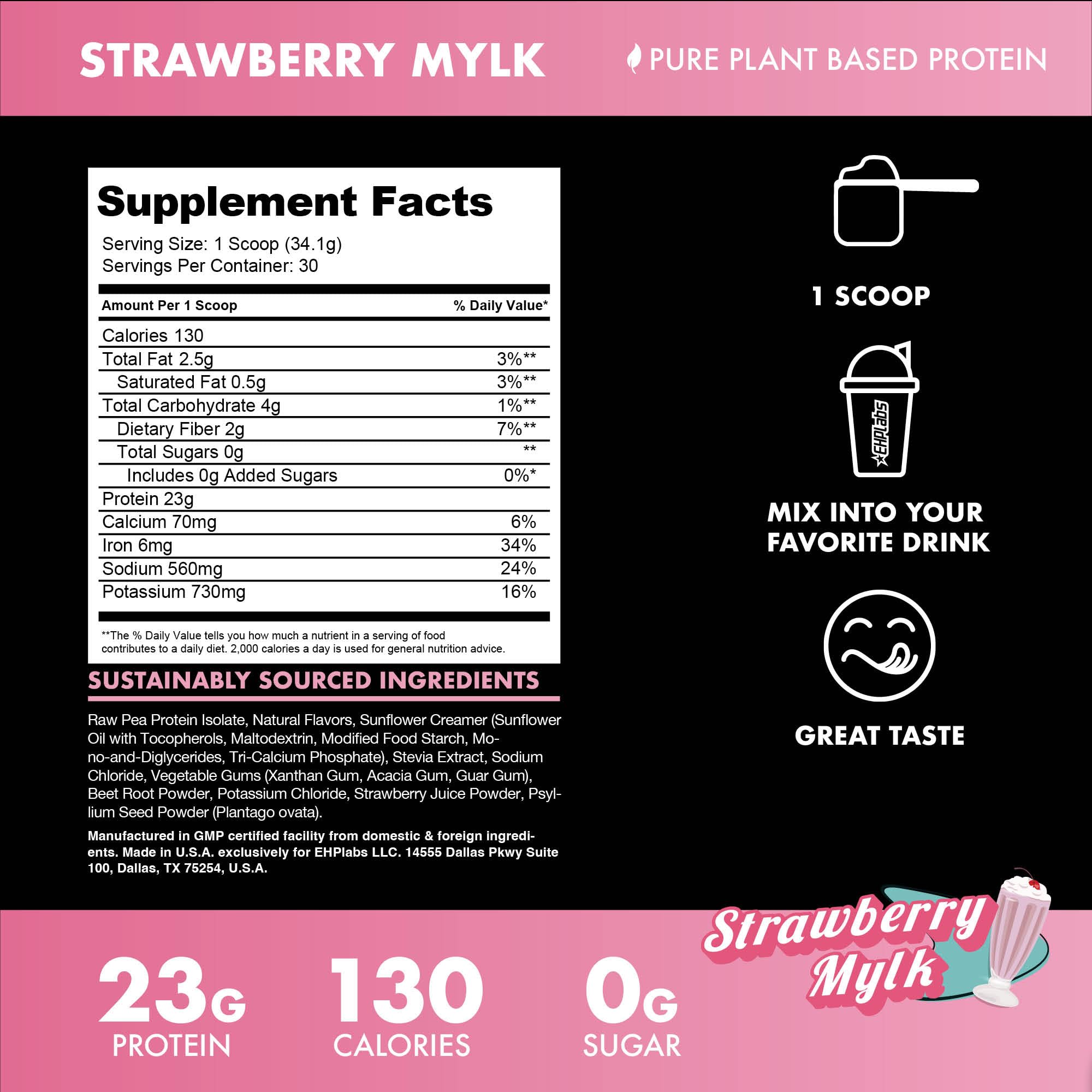 Blessed protein powder scoop shows 23g protein per serving