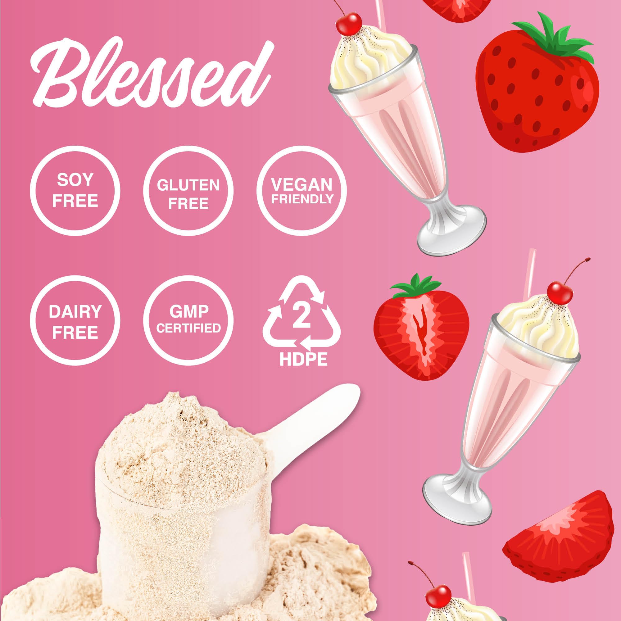 Blessed vegan protein shake in glass demonstrates ready-to-drink versatility