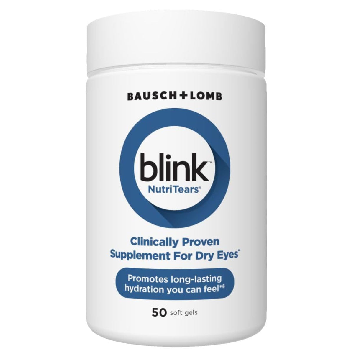 Blink NutriTears bottle front shows hydration support for eyes.