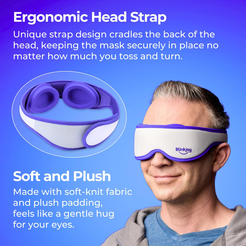 Blinkjoy Hydrating Sleep Mask in night-use setup for a calm, dark sleep environment