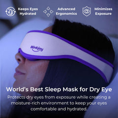 Blinkjoy Hydrating Sleep Mask with adjustable strap demonstrates a secure, customizable night fit