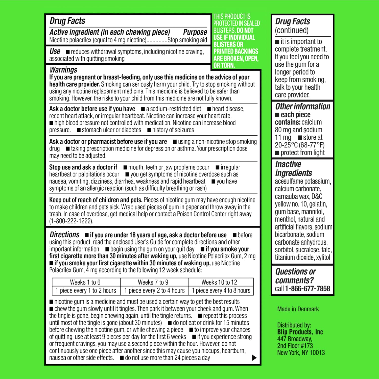 Blip NRT Gum Fruit Freeze foil seal ensuring freshness