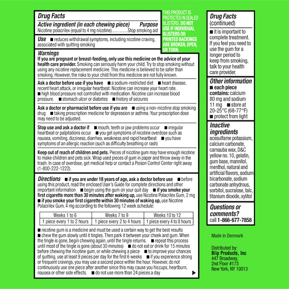 Blip NRT Gum Fruit Freeze foil seal ensuring freshness