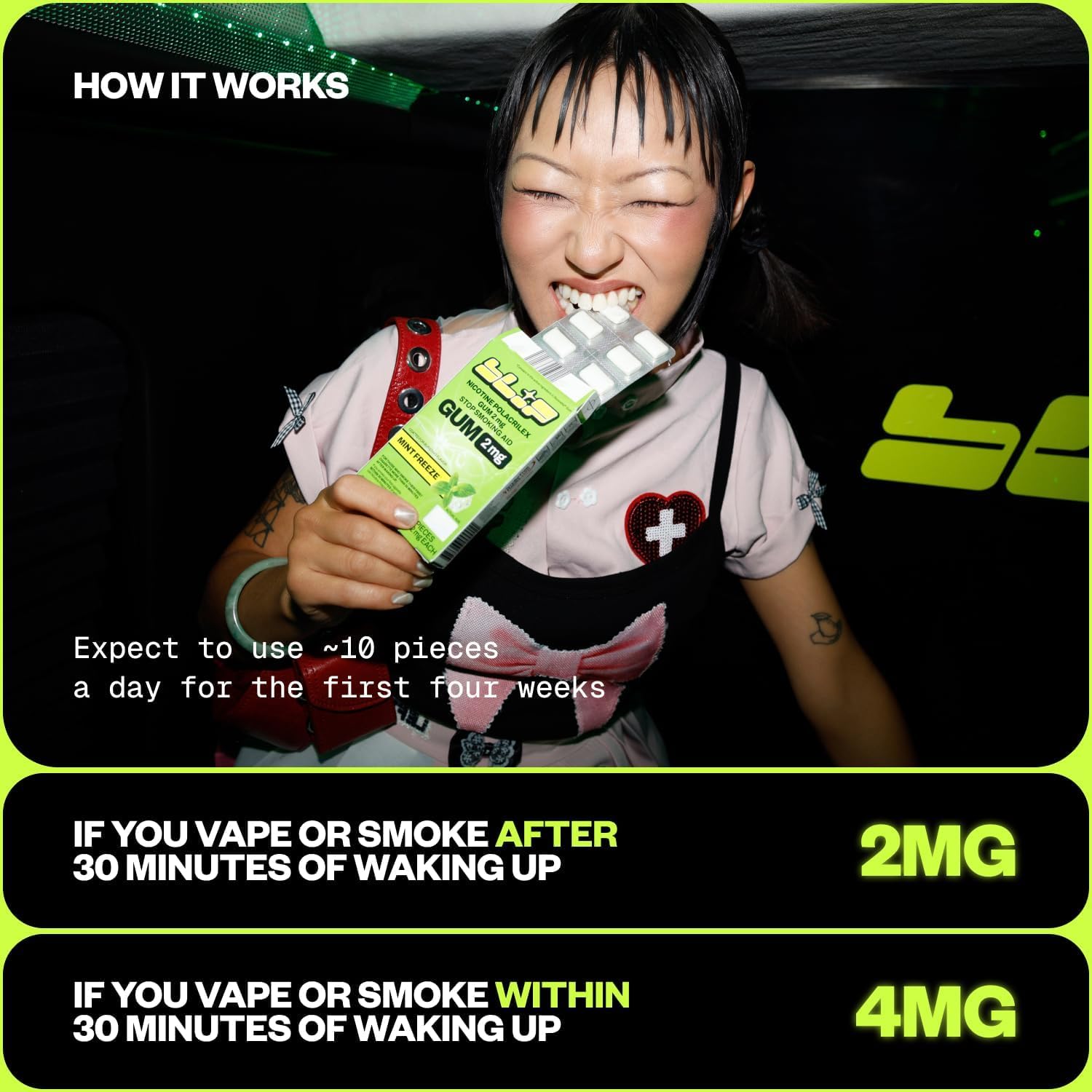 Blip NRT mint lozenge on the tongue ready to curb cravings.