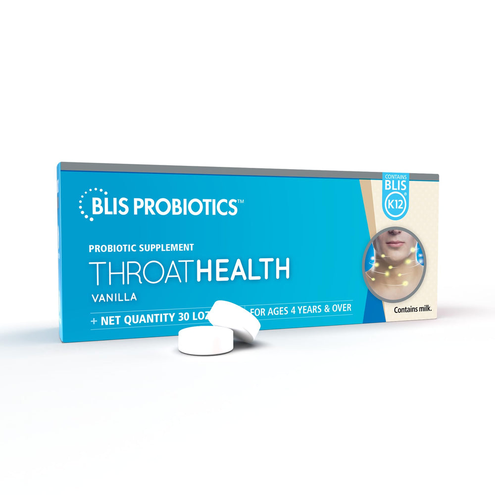 BLIS ThroatHealth vanilla lozenges pack for convenient daily throat support