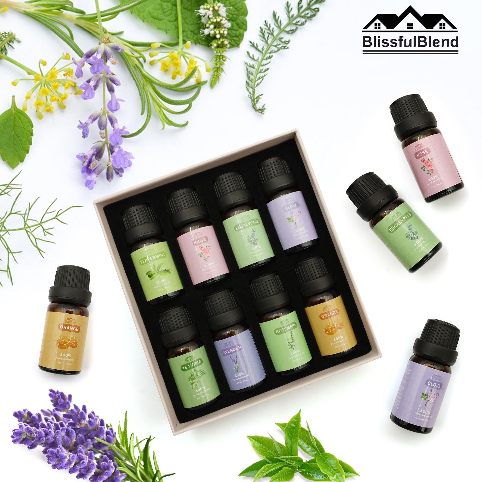 BlissfulBlend Naranja: botella ambar para difusor, fragancia cítrica para energizar espacios.