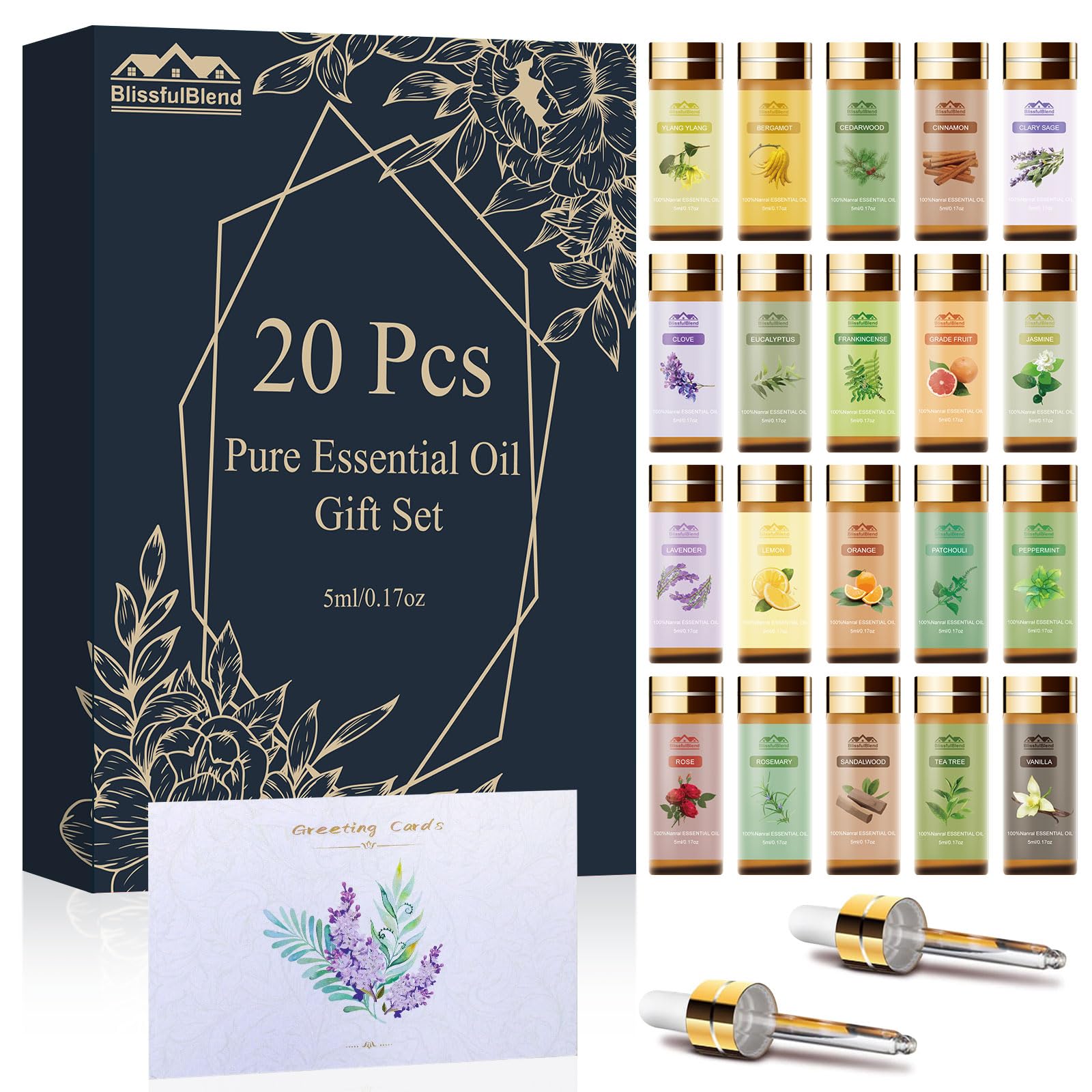 BlissfulBlend lavender essential oil bottle for diffusers and skincare.