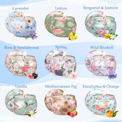 Close-up of BlissfulOasis candle jars with lids