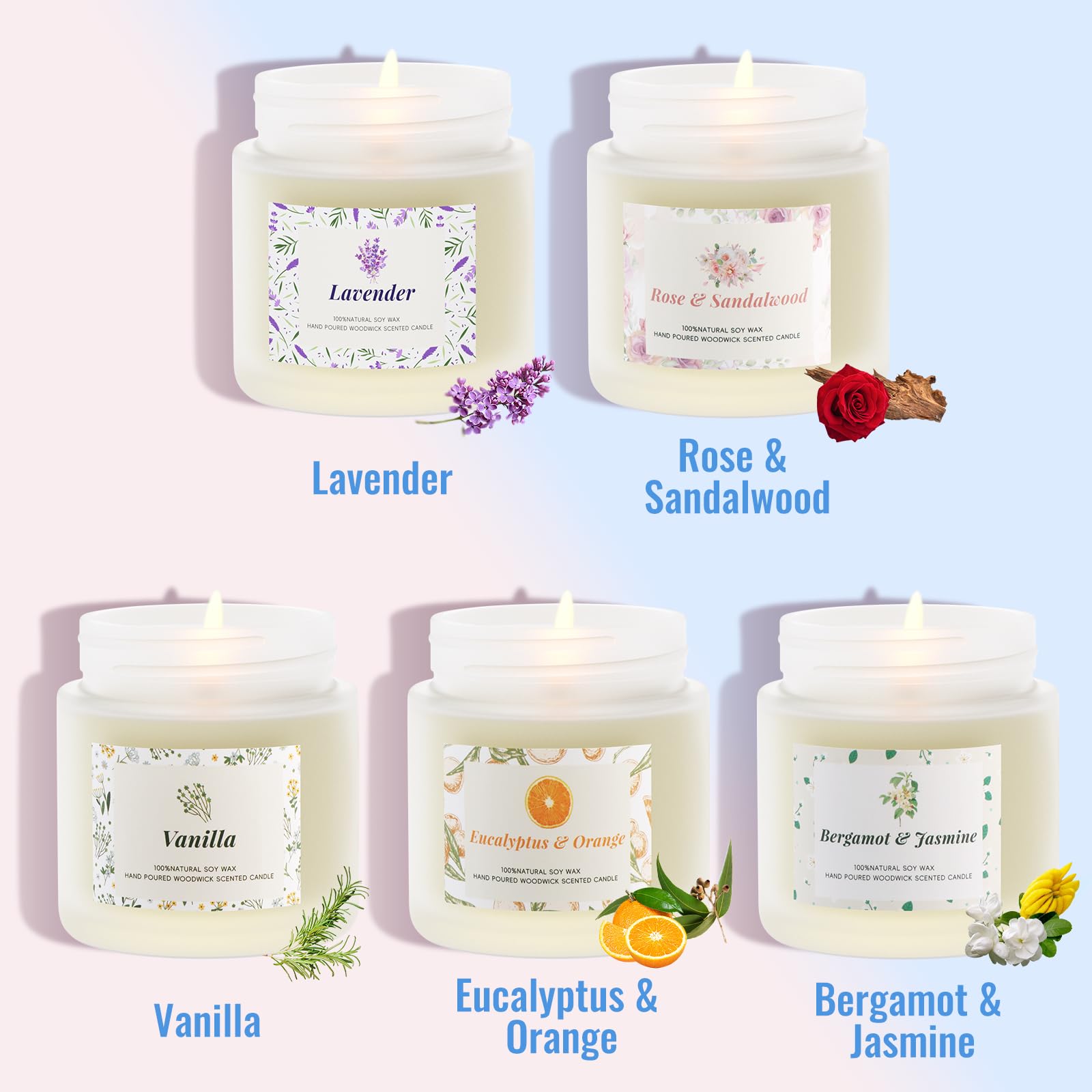 BlissfulOasis Eucalyptus Orange candle jar soothing scent for clear focus and energy.