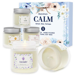 BlissfulOasis Rose & Sandalwood candle jar for mood relaxation and cozy evenings.
