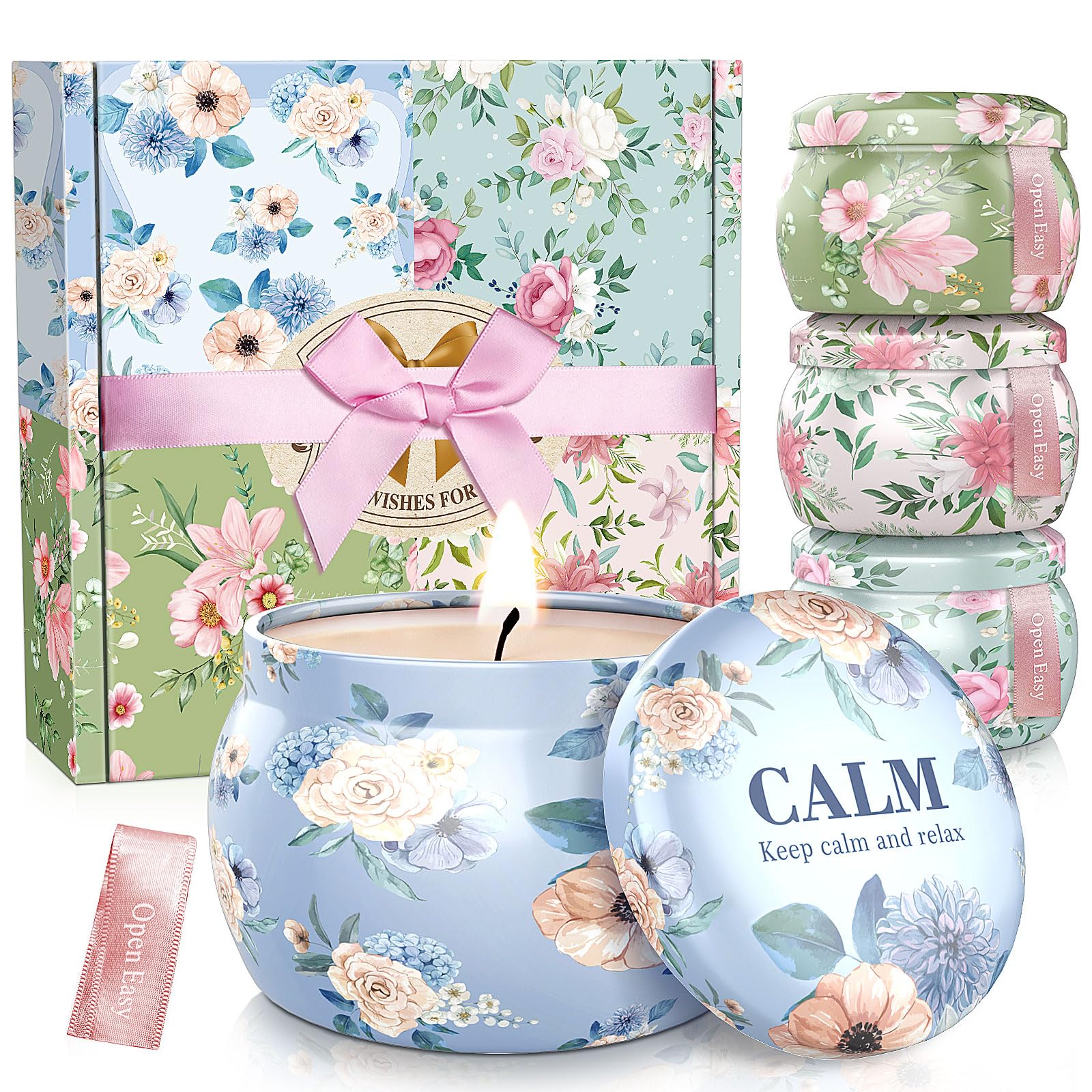 BlissfulOasis scented candle set with four fragrances for gifting or home ambiance