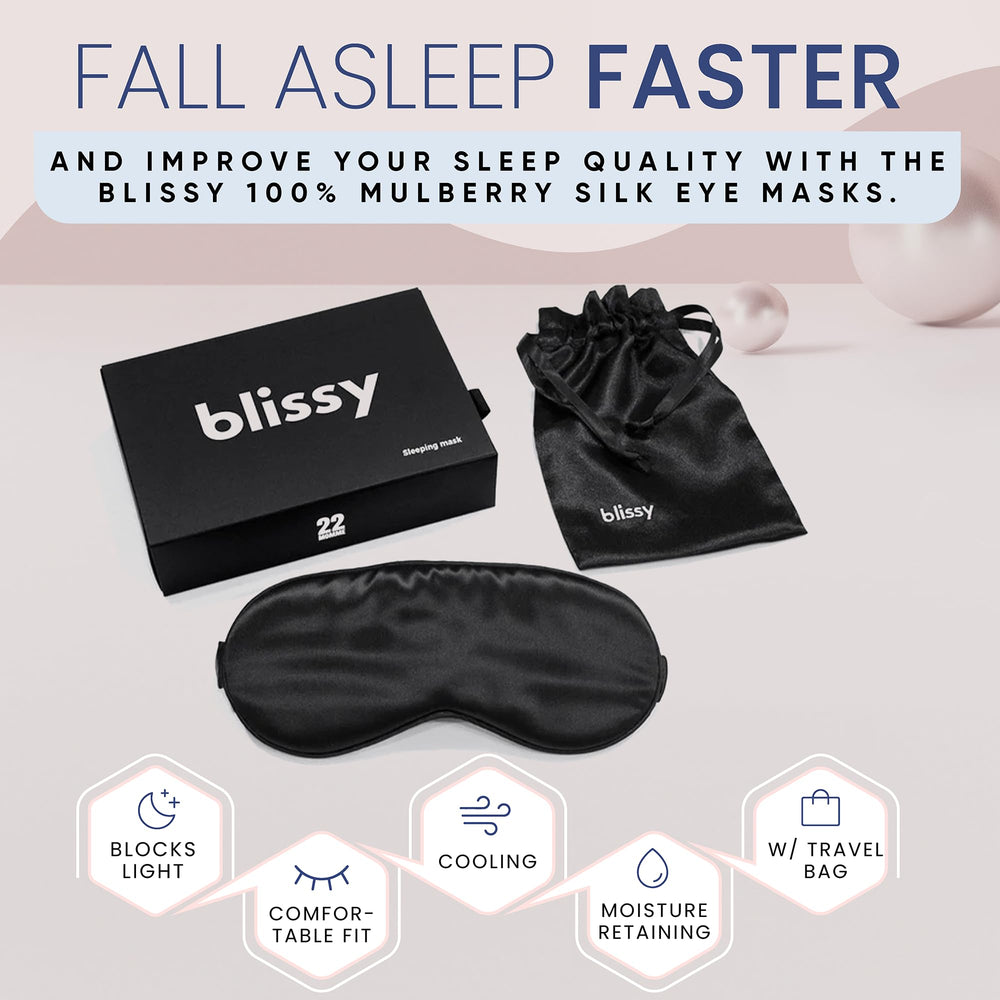 BLISSY Silk Sleep Mask contoured design resting softly on face