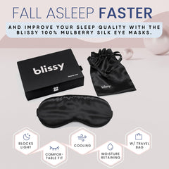BLISSY Silk Sleep Mask contoured design resting softly on face