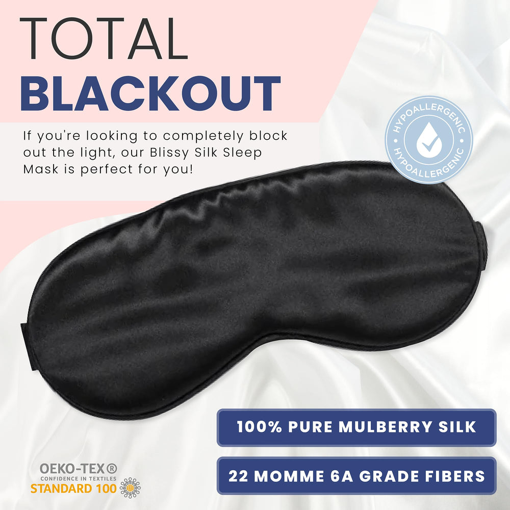BLISSY Silk Sleep Mask with non-adjustable strap for secure fit