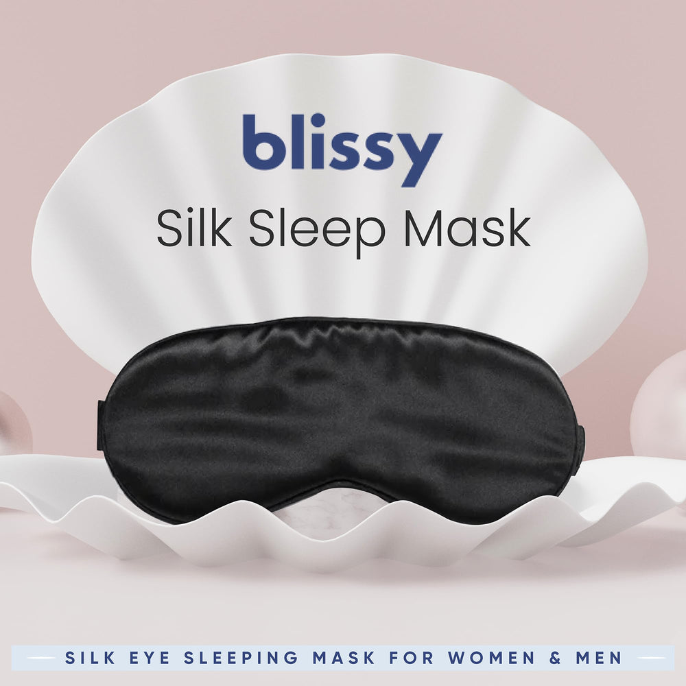 BLISSY Silk Sleep Mask one-size-fit for soft, secure wear